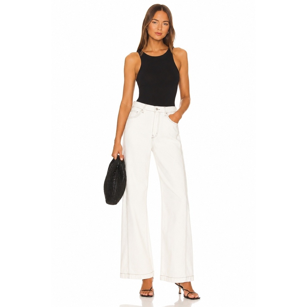 FRAME Jeans Women 31 Le Baggy Palazzo Ivory High Rise Wide‎ Leg Pants